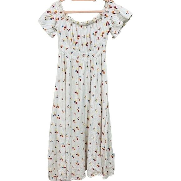 All things mochi nana off the shoulder embroidered linen maxi dress size small S - Picture 10 of 12